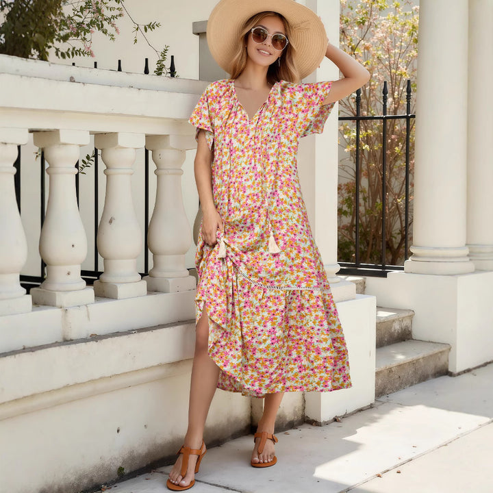 Dame Bohemian Floral Maxi Kjole Stilla