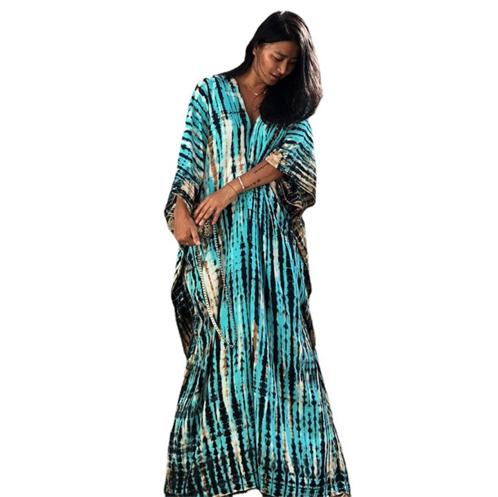 Dame Kaftan Kjole med moderne Ikat-mønster og elegante accenter Stilla
