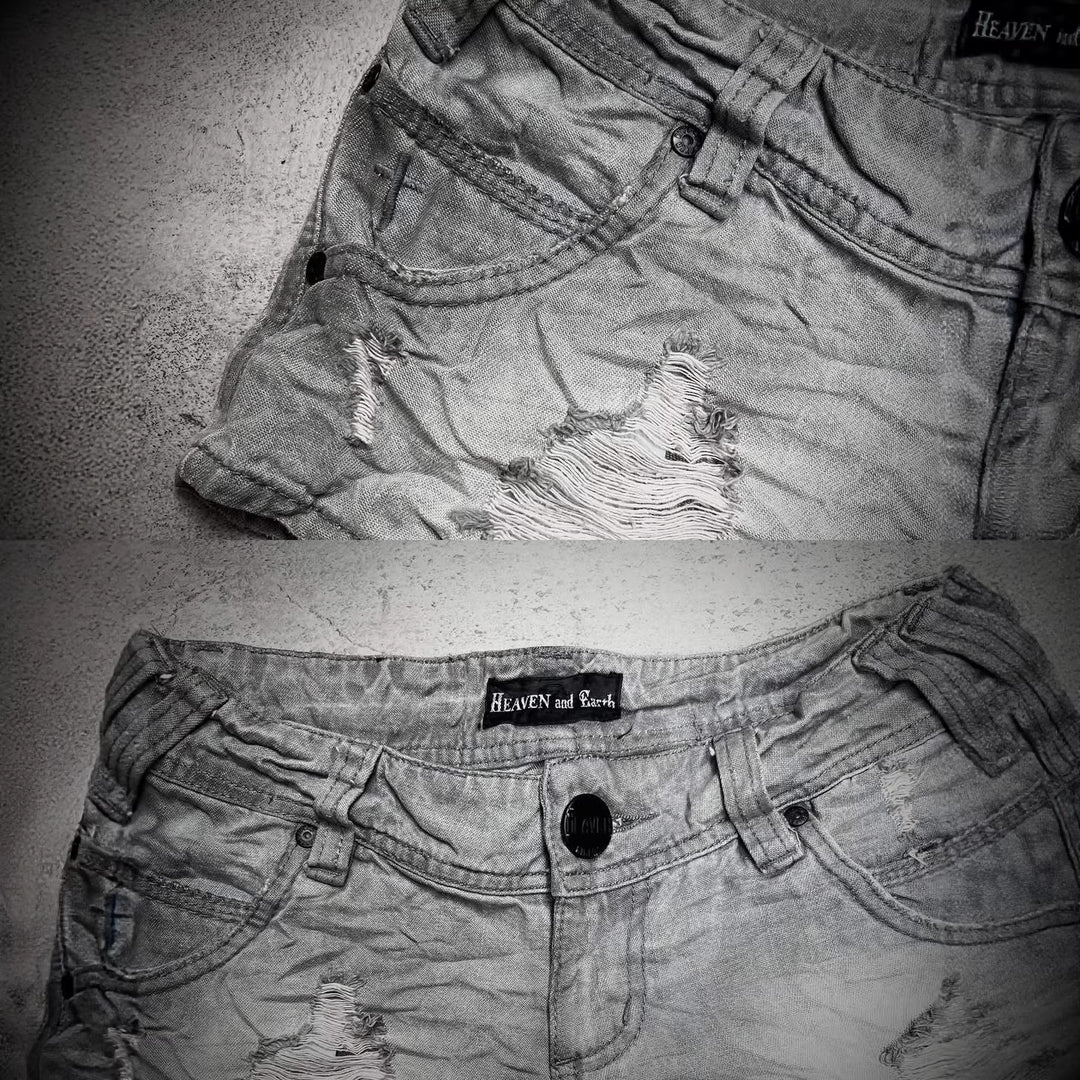 Dame trendy Jeans-Shorts med distressed detaljer Skovae
