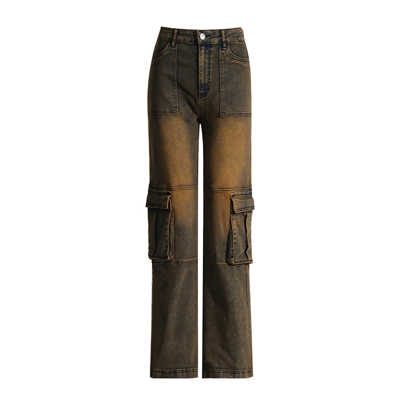 Dame Cargo-jeans med praktiske lommer og bred pasform Stilla