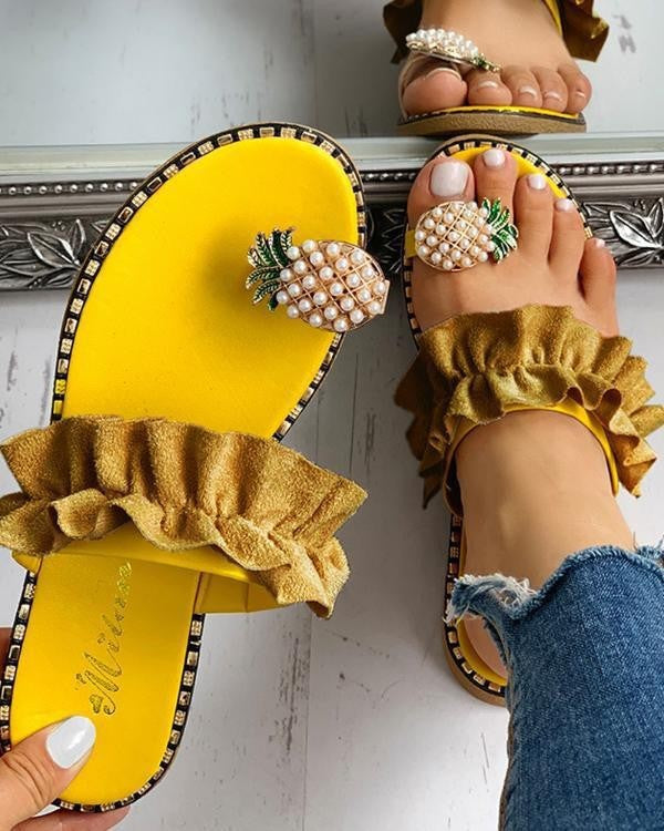 Dame slippers med frugtigt design og flæser Stilla