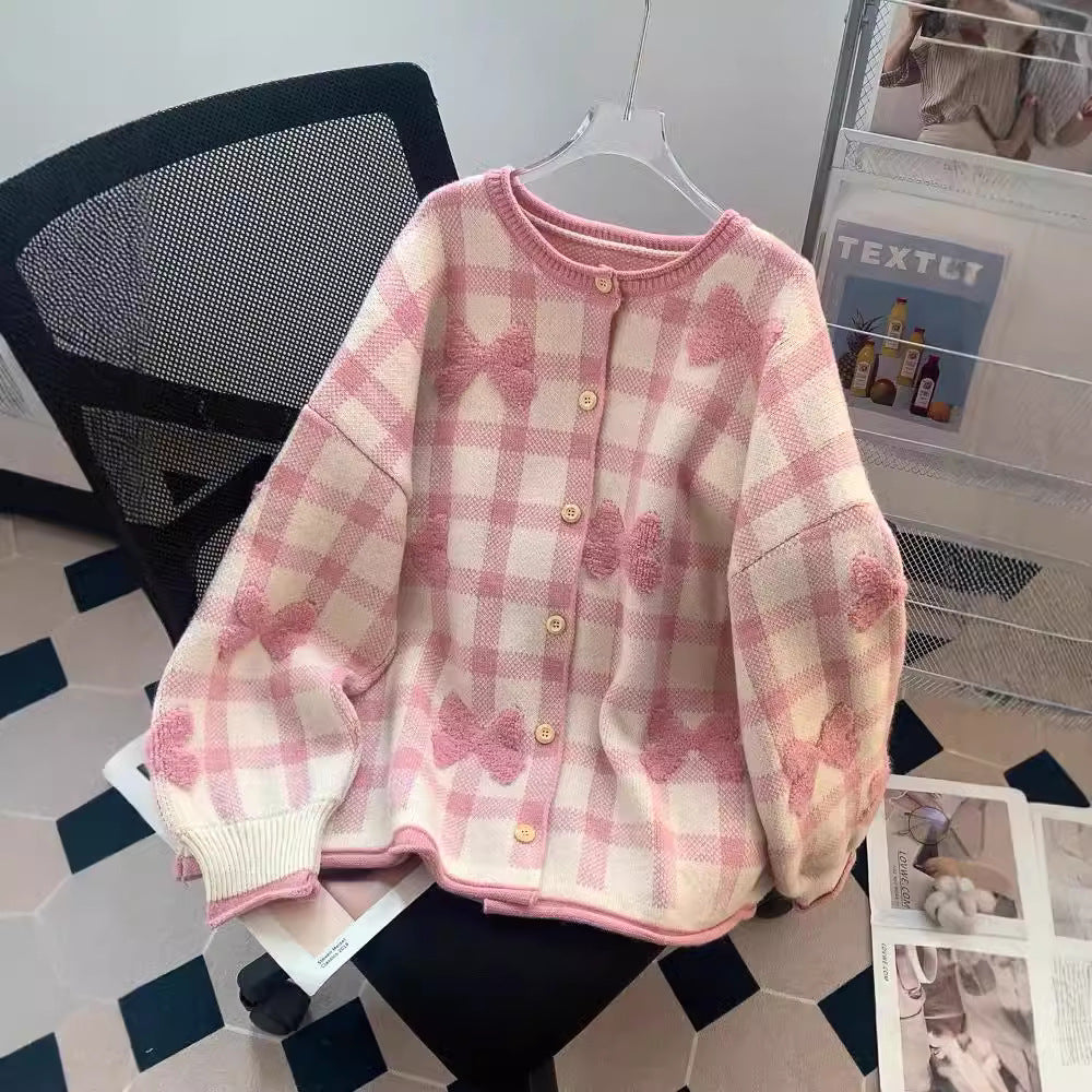 Kvinders oversized cardigan med hjerte mønster Stilla