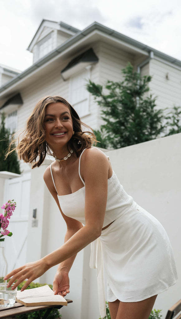 Dame bomulds sæt med crop-top og sarong nederdel Stilla