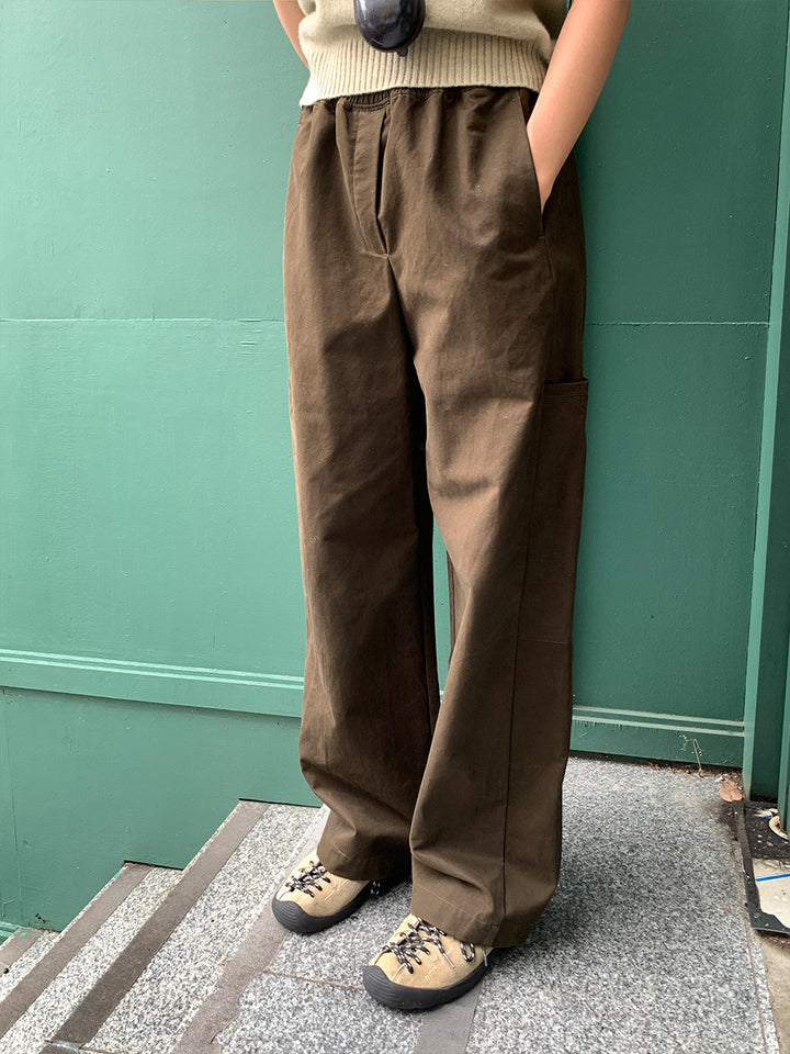 Dame brede casual-bukser med elastisk talje og praktiske sidelommer Stilla