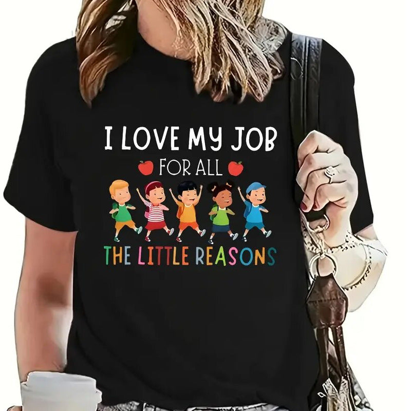 Dame T-shirt med kreativt børnemotiv Stilla