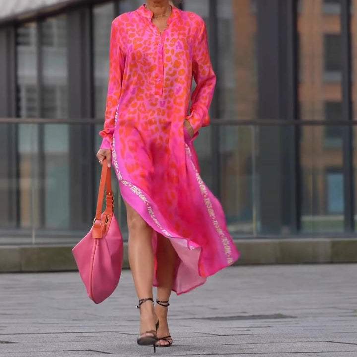 Damer Maxikjole med mode leopardmønster og glitrende detaljer Stilla