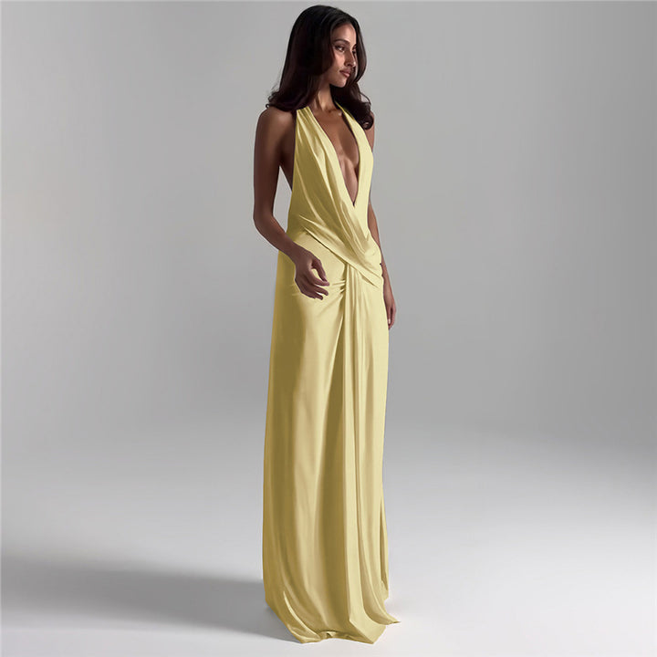 Damen Elegantes Wickelkleid mit tiefem V-Ausschnitt und fließendem Schnitt Skovae