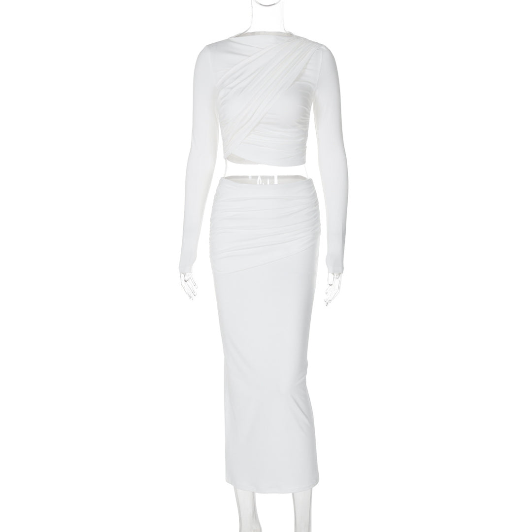 Dame elegant Two-Piece Set med innovativ drapering og tætsiddende snit Stilla