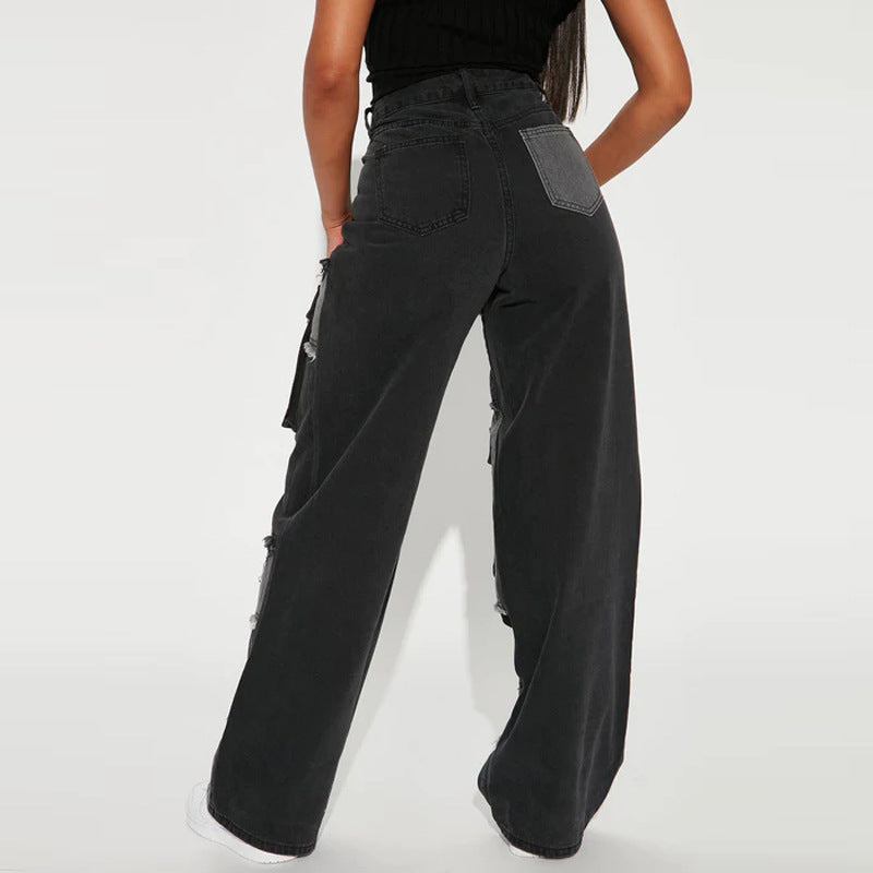 Dame Cargo-jeans i moderne patch-design med praktiske lommer Stilla
