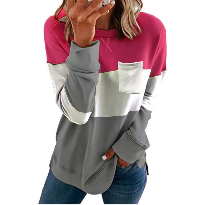 Dame Lækkert Sweatshirt med farveblok-design og brystlomme Stilla