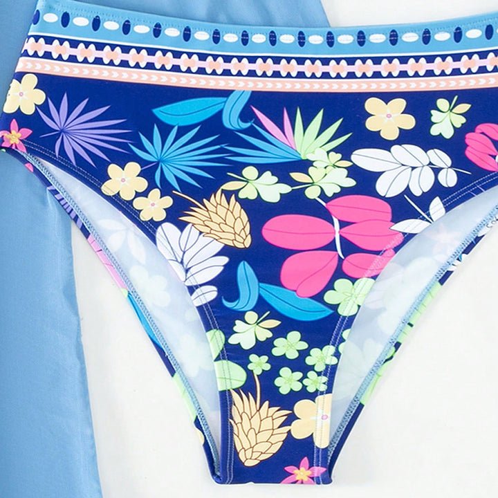 Dame Bikiniset med blomstrende top og elegant omslagsjakke Skovae