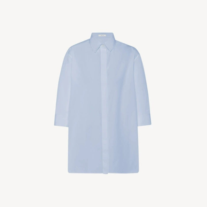 Dame Langærmet Bluse i fin bomuldsblanding med moderne snit og elegant knaplukning Stilla