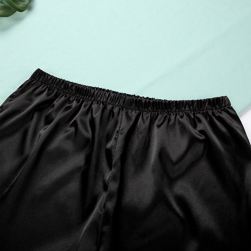 Kvinde Satin Pyjamas med Spaghetti-stropper og bredt ben Stilla