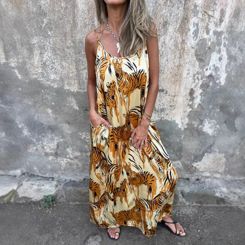 Dame Casual Batik Maxi Kjole Stilla