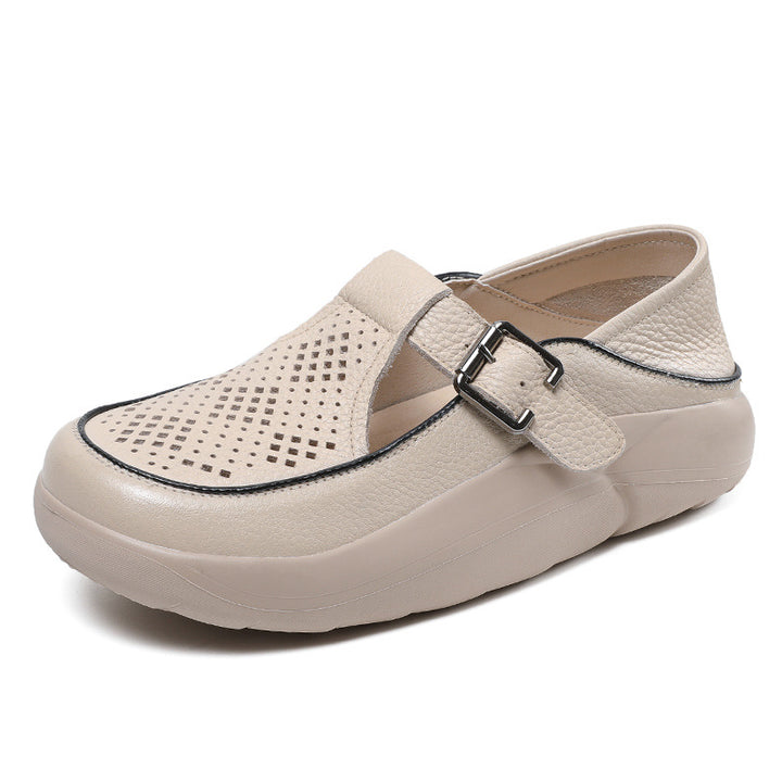 Dame Læder Spænde Clogs med perforeret Design Stilla
