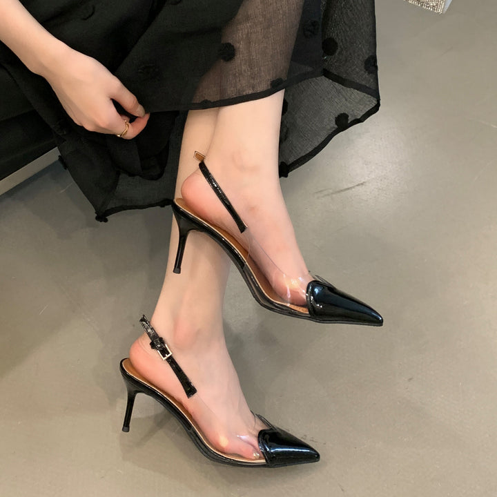 Dame Slingback Pumps med gennemsigtige indsätze og spidse tæer Stilla