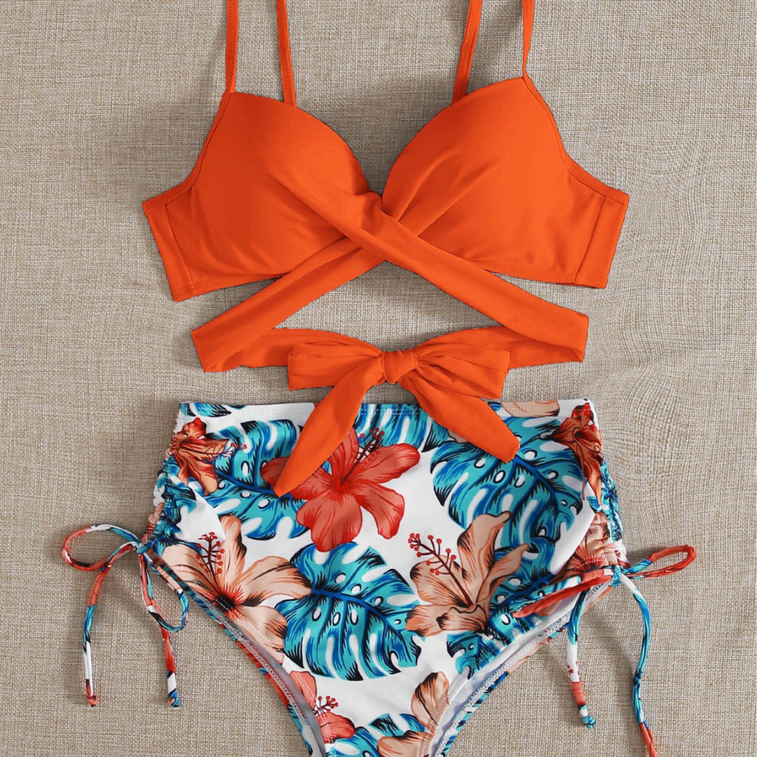 Dame bikiniset med justerbare stropper og legende blomsterdesign Stilla