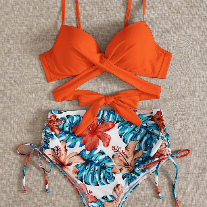 Dame bikiniset med justerbare stropper og legende blomsterdesign Stilla