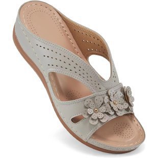 Dame nan komfortable kile sandaletter med floral dekoration og polstret sål Skovae