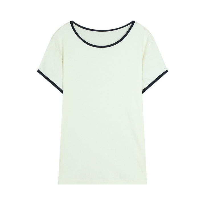 Dame afslappet oversized T-shirt med blød rund halsudskæring og fashionable detaljer Stilla