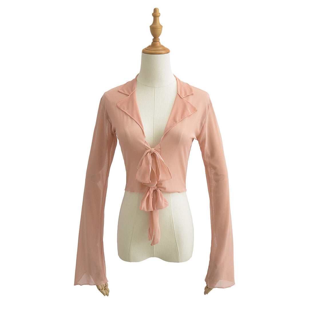 Damer stilfuld cropped bluse med flydende stof og ruffles detaljer Stilla