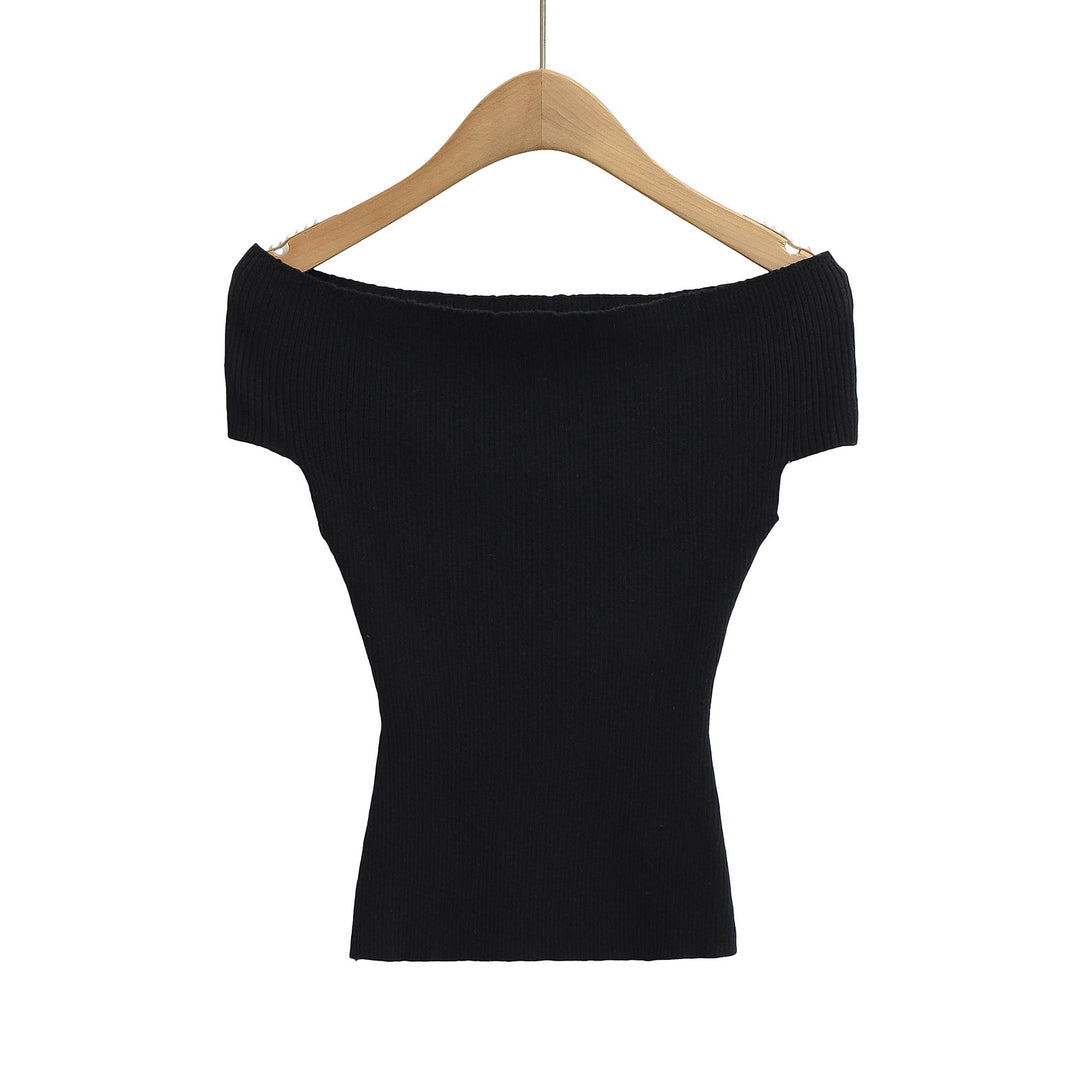 Dame Off-Shoulder Top i fint ribbet materiale Stilla