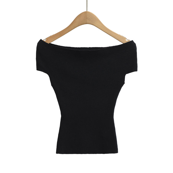 Dame Off-Shoulder Top i fint ribbet materiale Stilla