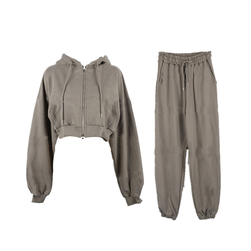 Kvinders afslappede sæt med cropped hoodie og joggerbukser Stilla