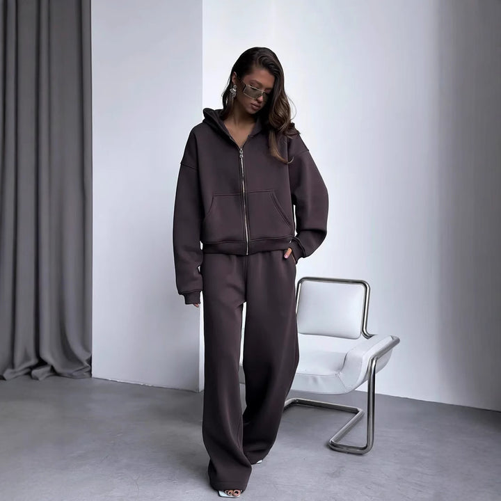 Kvinder Afslappet-Fit Hoodie og Joggingbuks Sæt Skovae