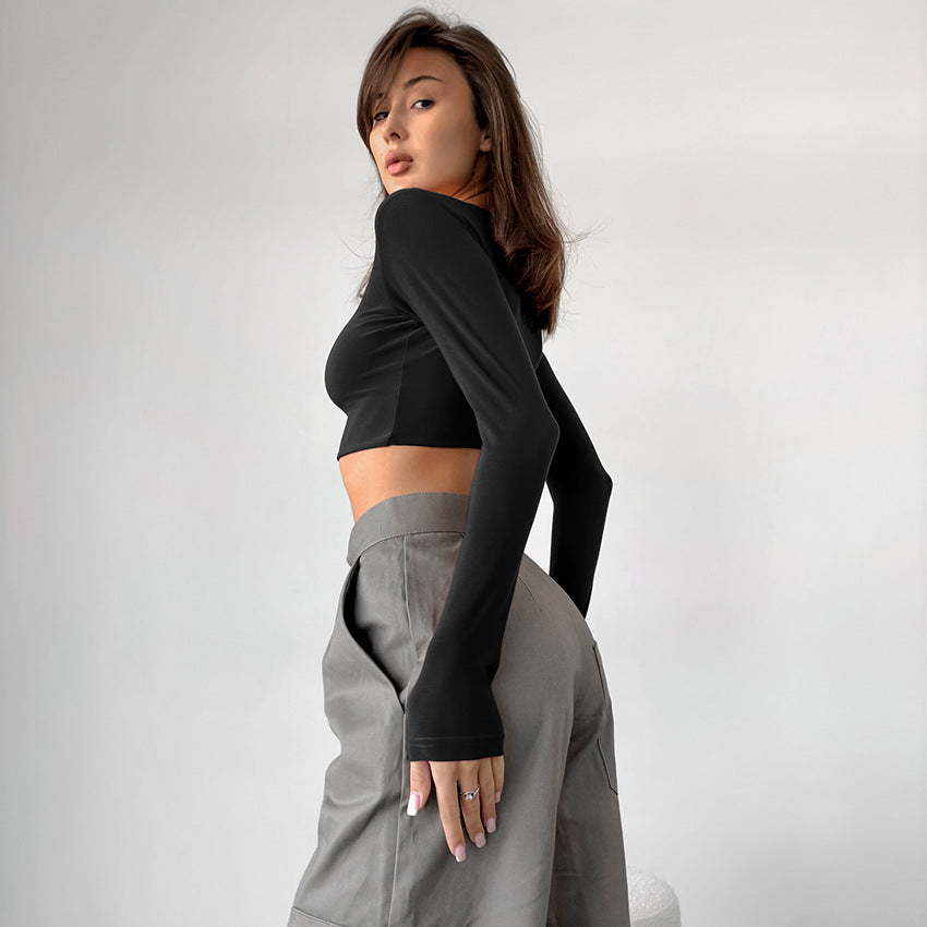 Dame Crop-Top med lange ærmer og elegant snit Stilla