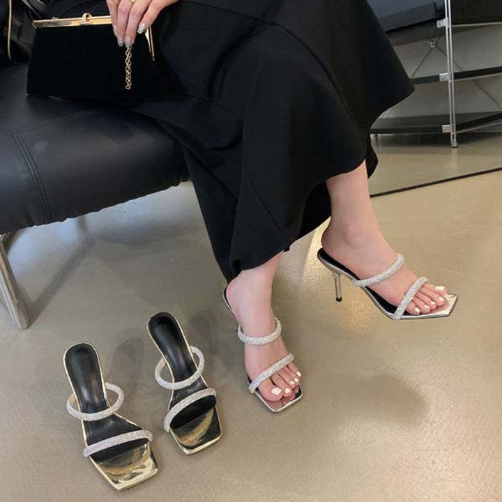 Damer Glamourøse Højhælede Sandaler med funklerende Rhinestones detaljer og elegant remdesign Stilla