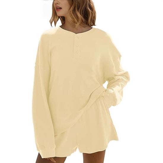 Kvinders afslappede langærmede skjorte sweater med knappedetaljer Stilla