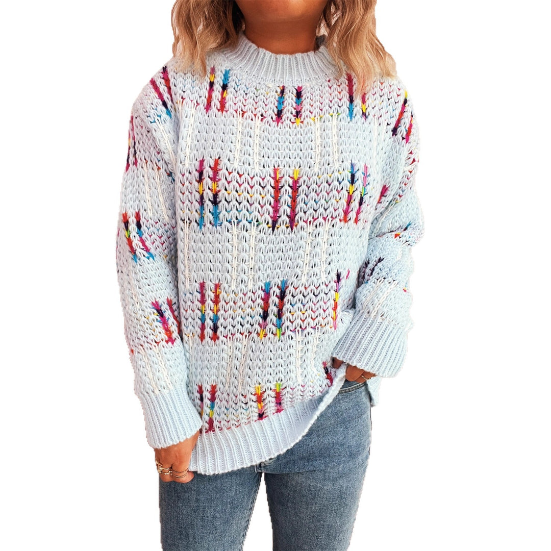 Kvinders afslappede strikkede sweater med farverige accenter Stilla