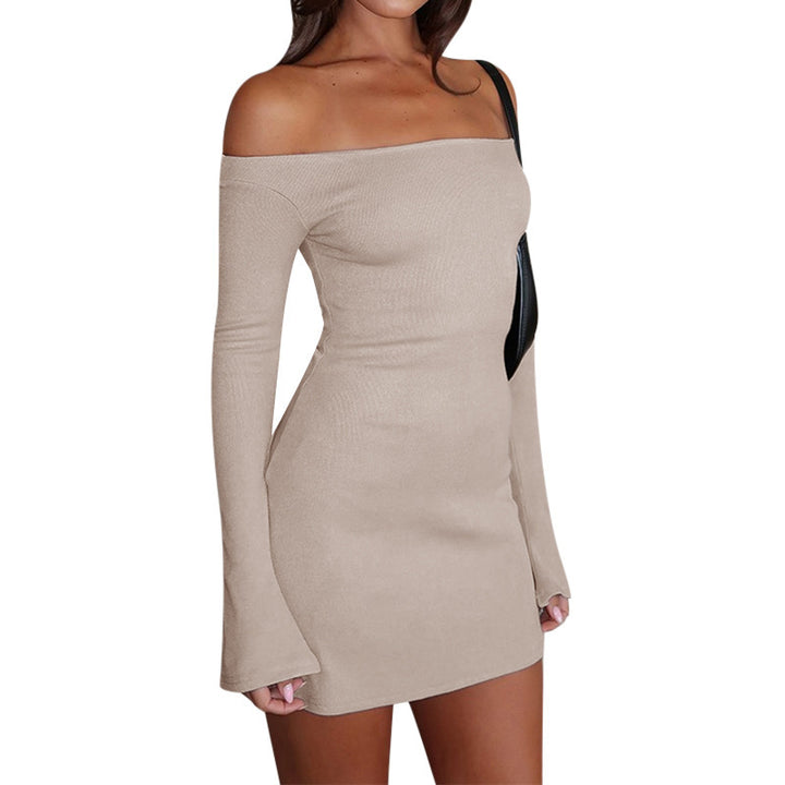 Kvinder Off-Shoulder Mini Kjole med Lange Ærmer og Figur-Fast Pasform Skovae