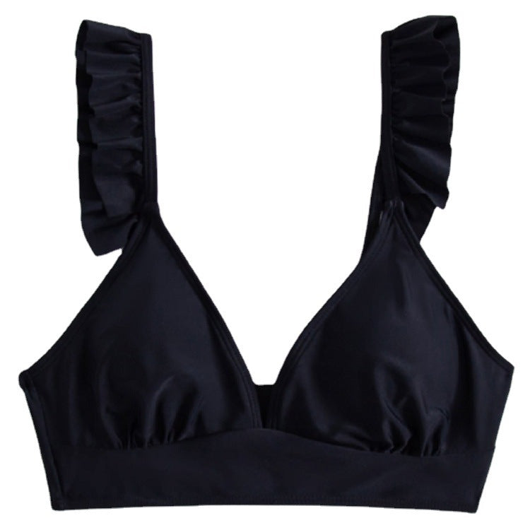 Dame triangel-bikini top med voluminøse flæsedetaljer Skovae