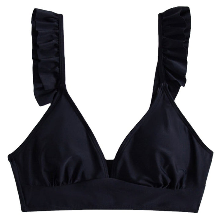 Dame triangel-bikini top med voluminøse flæsedetaljer Skovae