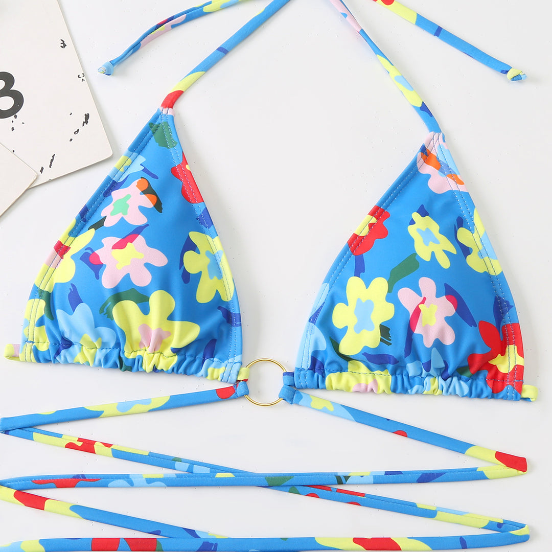 Dame Strop Floral Print Bikini Sæt Stilla