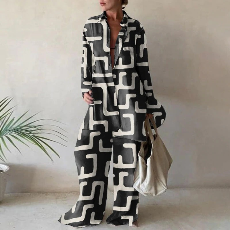 Femme Relaxed Fit Pyjama-Sæt med abstrakt mønster Stilla