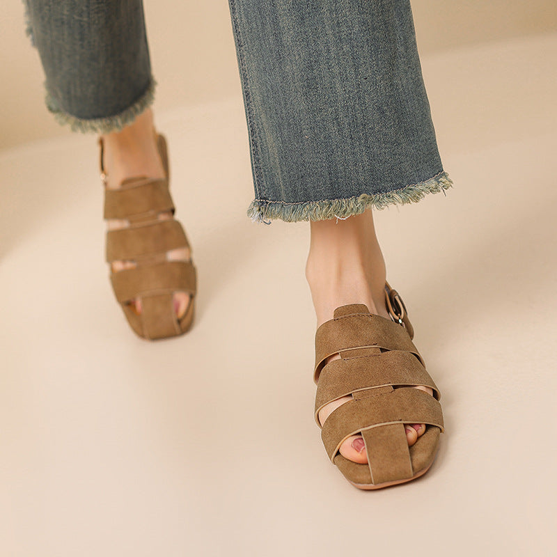 Femme Strappy Slingback Flade Sandaler med Fodbuestøtte Stilla