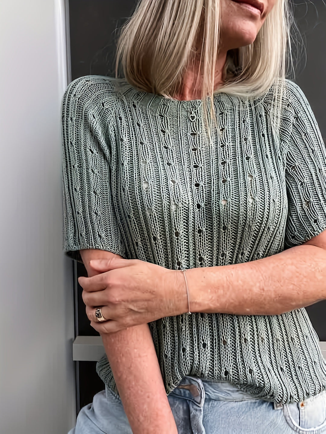 Dame Let striktop med teksturdesign Stilla