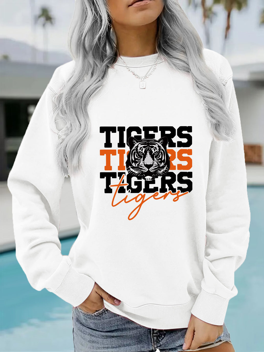 Kvinders trøje med animalistisk tigerdesign og afslappet pasform Stilla