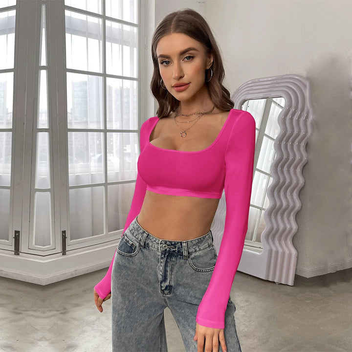 Kvinders langærmet crop top med elegant firkantet udskæring og behagelig pasform Stilla