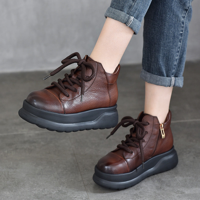 Dame Læder High-Top Sneakers med komfortabel Plateau Stilla