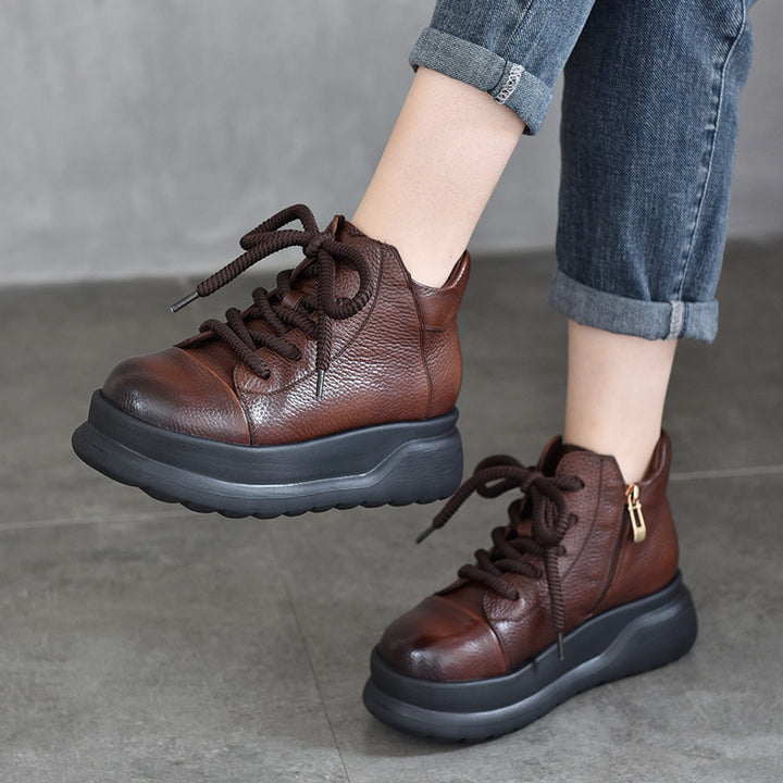 Dame Læder High-Top Sneakers med komfortabel Plateau Stilla