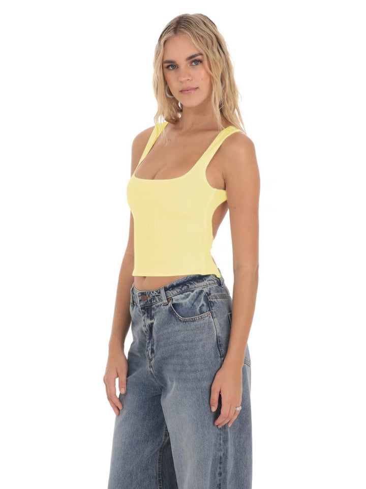 Dame moderne Crop-Top med firkantet udskæring og brede stropper Stilla