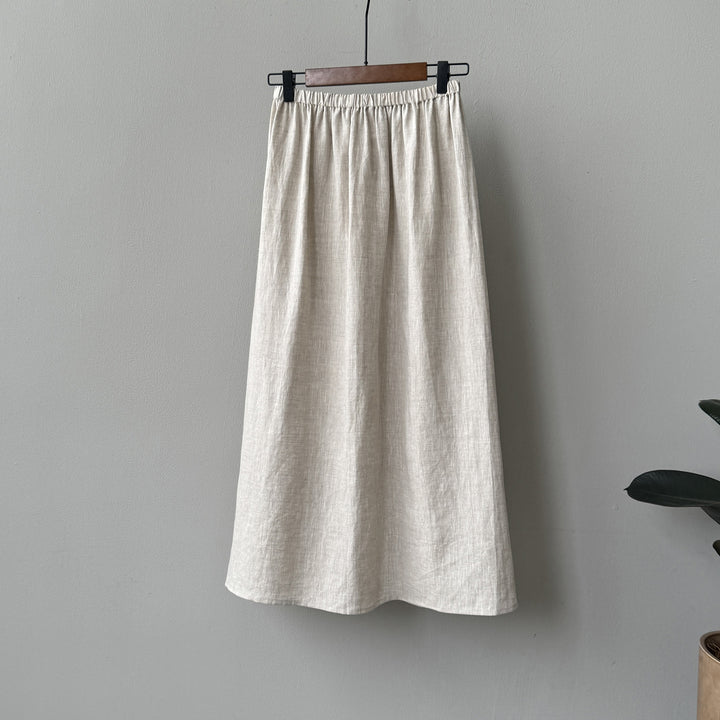 Dame Maxiskirt i let linned med elastisk talje Stilla