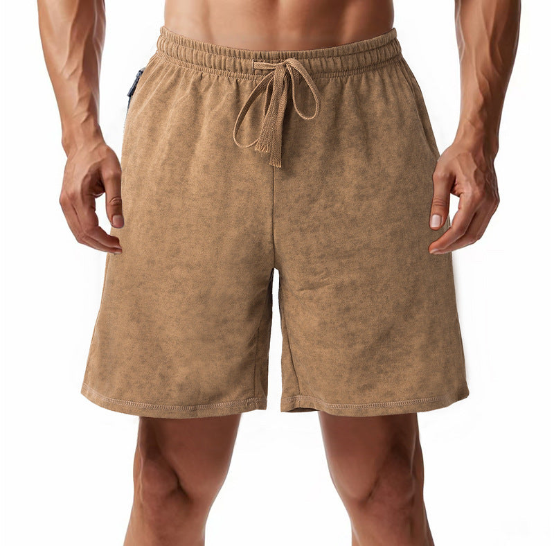 Herren nan løst skårne frotté-shorts med elastisk talje, snoretræk og sidelommer Skovae