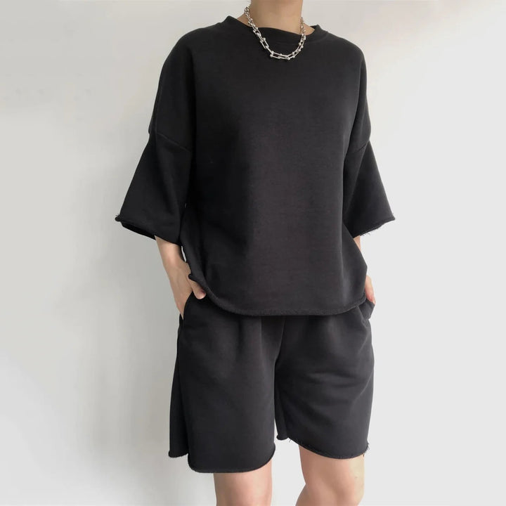 Kvinders casual sæt med kortærmet top og shorts Skovae