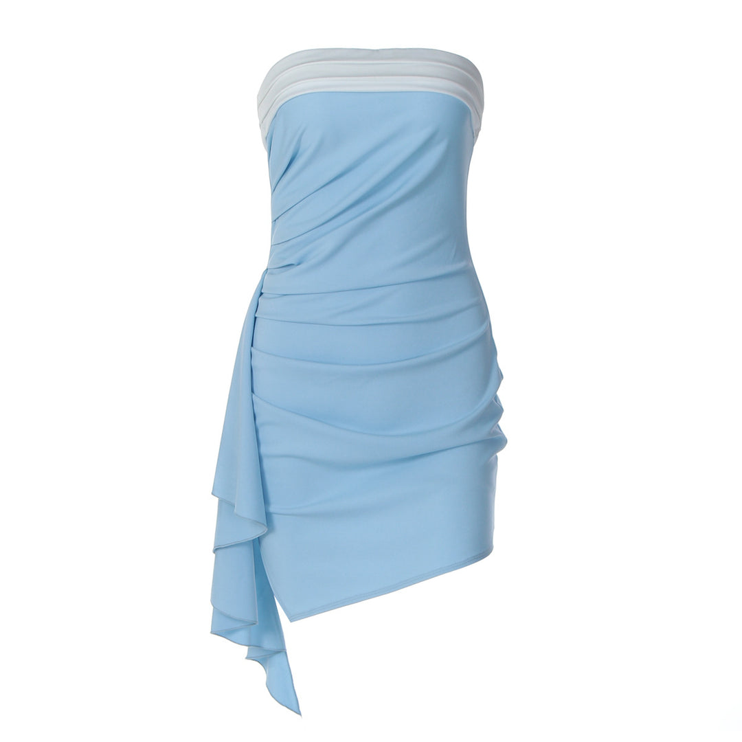 Dame raffineret wrap-kjole med asymmetrisk kant og elegante folder Skovae