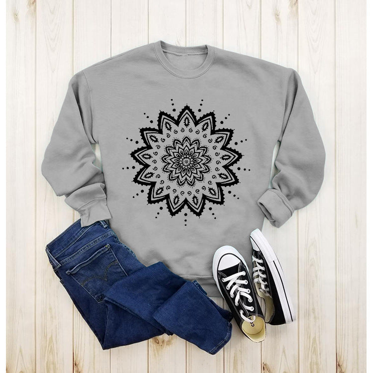 Kvinders sweatshirt med kreativt mandala design og afslappet snit Stilla